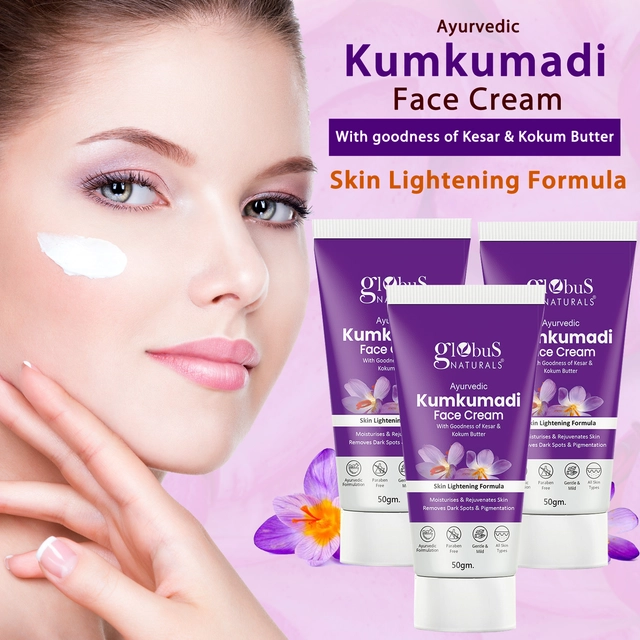 Globus Naturals Ayurvedic Kumkumadi Skin Lightening Face Cream (50 g, Pack of 3)