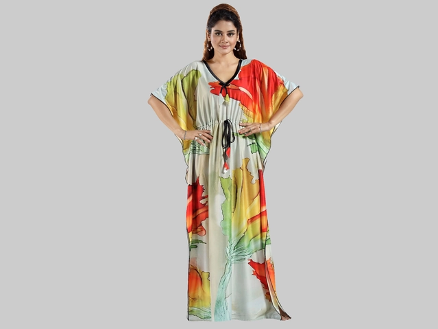 Satin Printed Nightdress for Women (Multicolor, Free size)