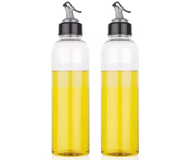 Premium Plastic Oil Dispenser Bottle (Transparent, 1000 ml) (Pack of 2)