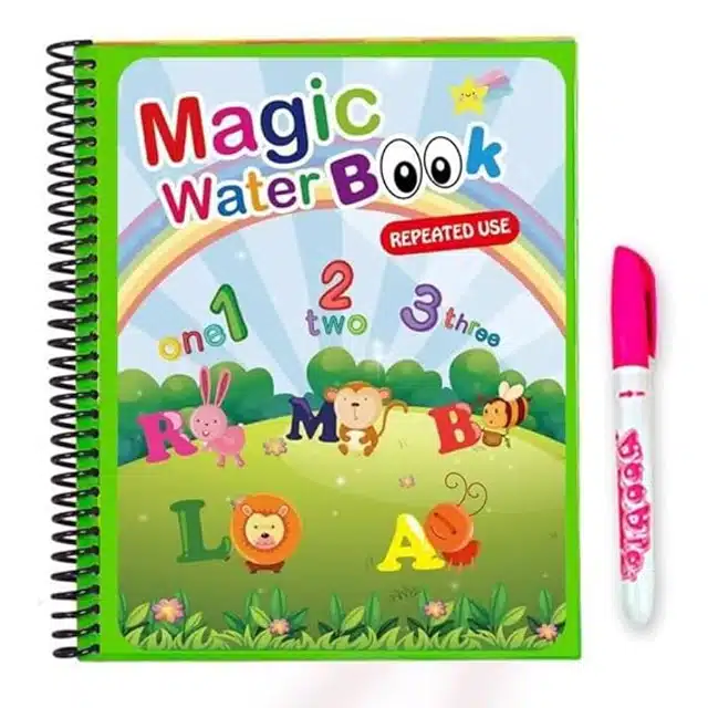 Reusable Quick Dry Water Painting Book with Doodle Pen for Kids (Multicolor)