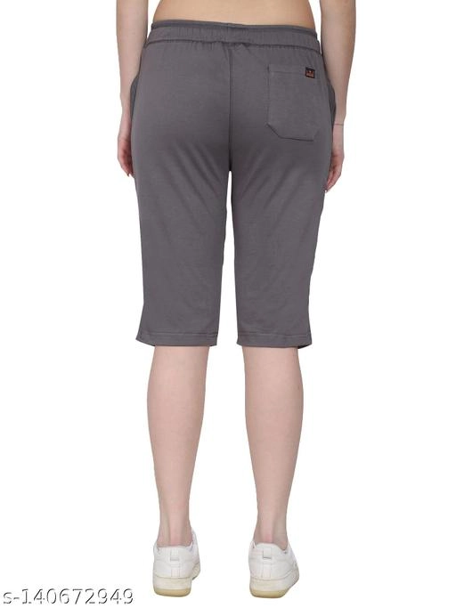 Cotton Blend Capris for Women (Grey, 30)