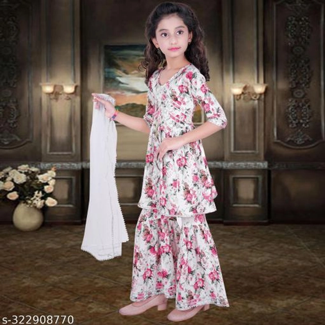 Dupion Silk Kurta Sets for Girls (Pink, 2-3 Years)