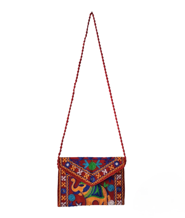 Handmade Rajasthani Sling Bag for Women (Red)