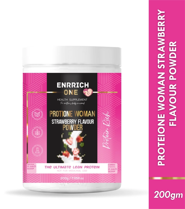 Enrrich One Protione Multivitamins and Multiminerals Strawberry Flavoured Protein Powder for Women (200 g)