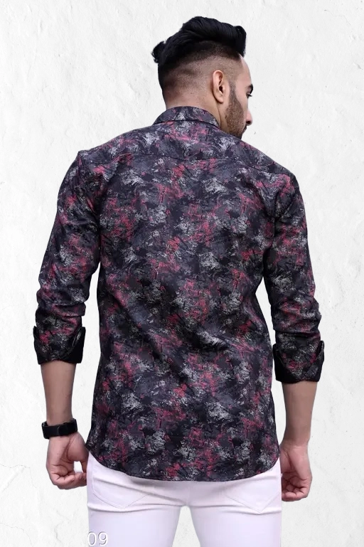 Full Sleeves Printed Shirt for Men (Multicolor, S)