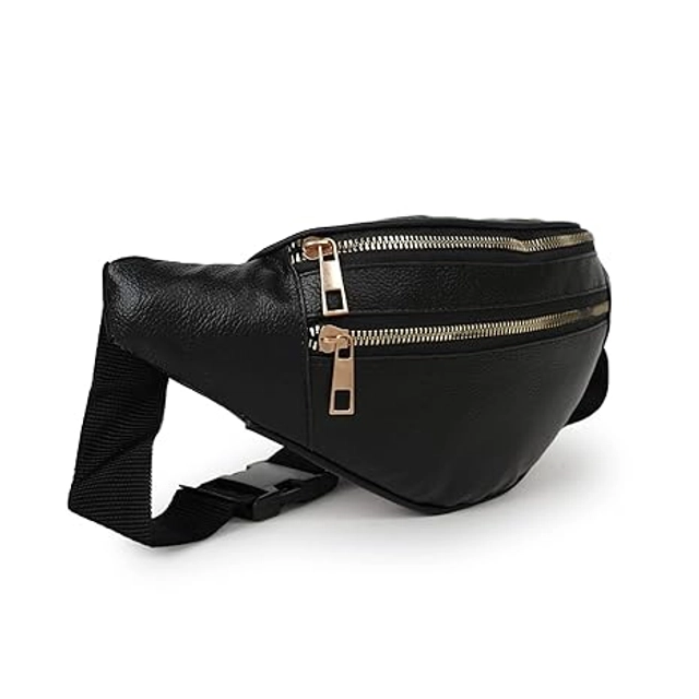 Leather Waist Bag for Women (Black)