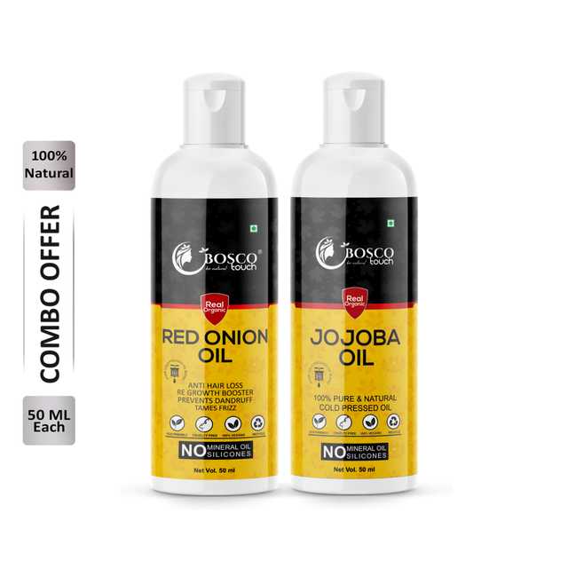 Bosco Touch Pure Red Onion Oil (50 ml) & Jojoba Oil (50 ml) Combo For Rapid Hair Growth (Pack Of 2) (B-1500)