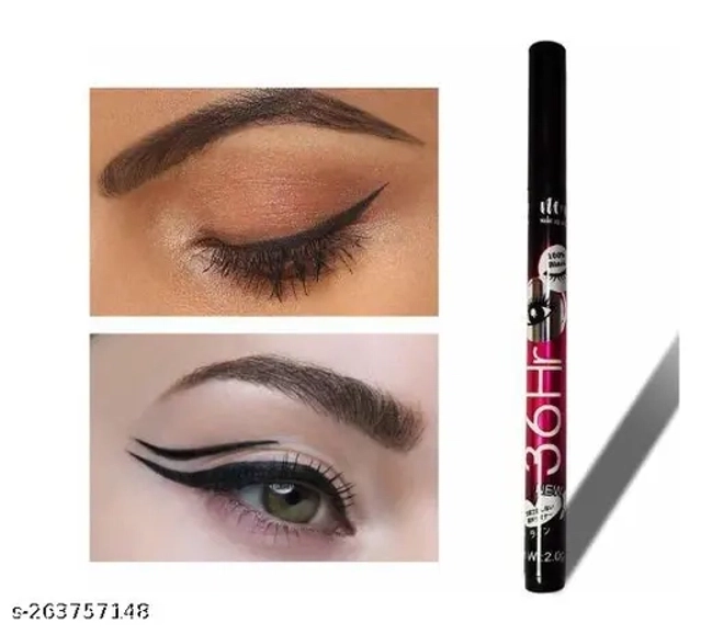 36 H Eyeliner With Kajal & 2 Pcs 5 In 1 Lipstick (Multicolor, Set Of 3)