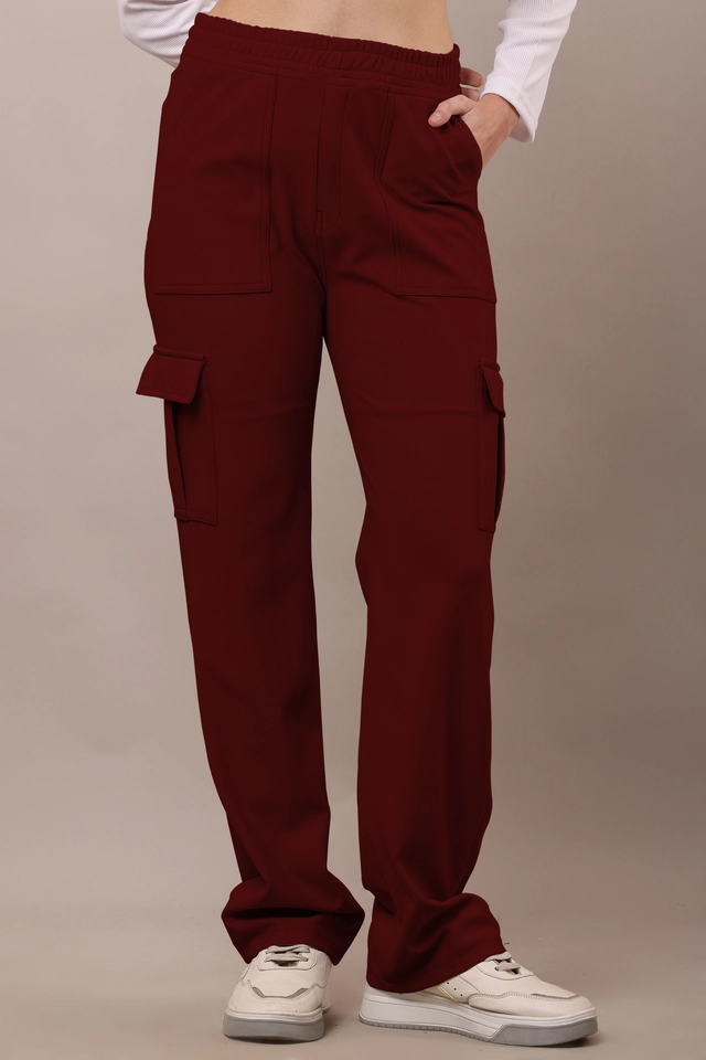 Lycra Regular Fit Trouser for Women (Maroon, 30)