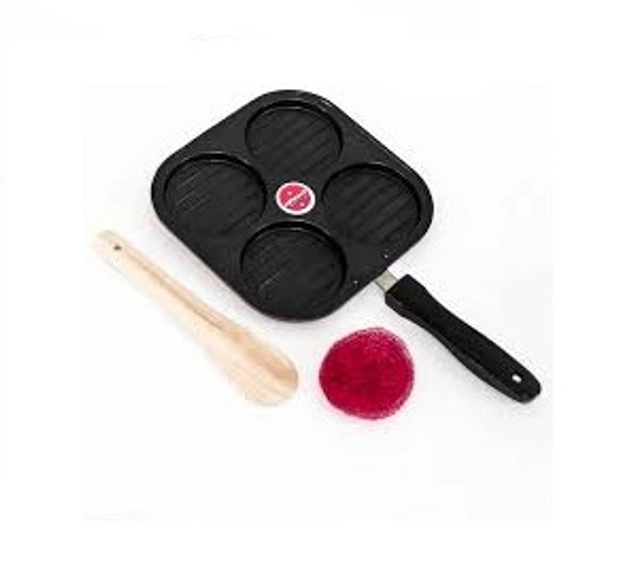 Aluminium 4 Section Appam Maker (Black)