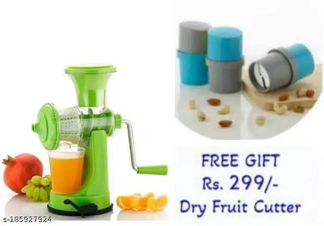 Plastic Manual Hand Juicer with Dry Fruit Cutter (Multicolor, Set of 2)