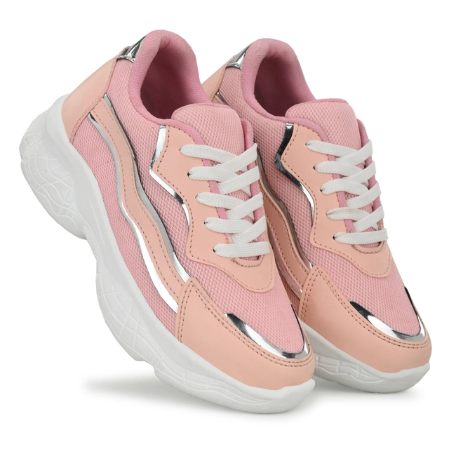 Sports Shoes for Women (Pink & White, 3)