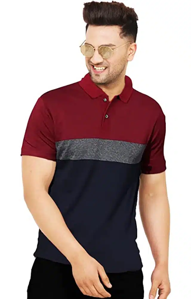 Half Sleeves Polo T-Shirt for Men (Maroon, M)