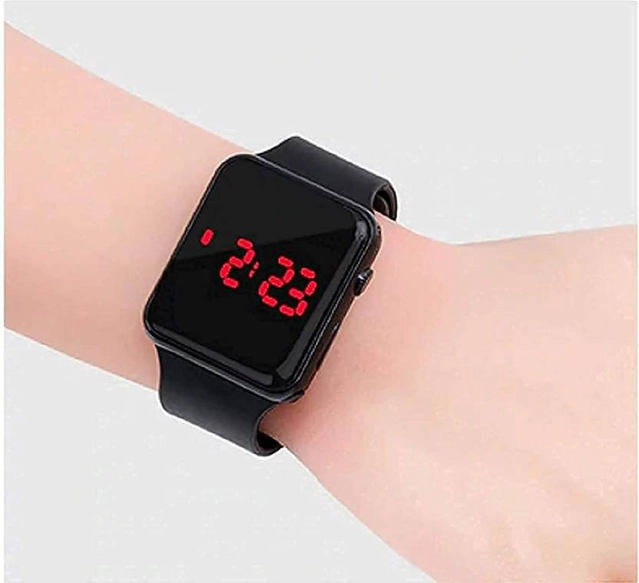 Silicone Strap Digital Watch for Kids (Black)