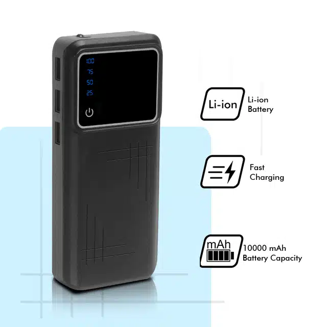 Lithium Ion 3 Out Ports Power Bank (Black, 20000 mAh)