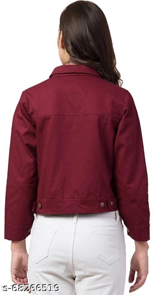 Full Sleeves Solid Jacket for Women & Girls (Maroon, S)