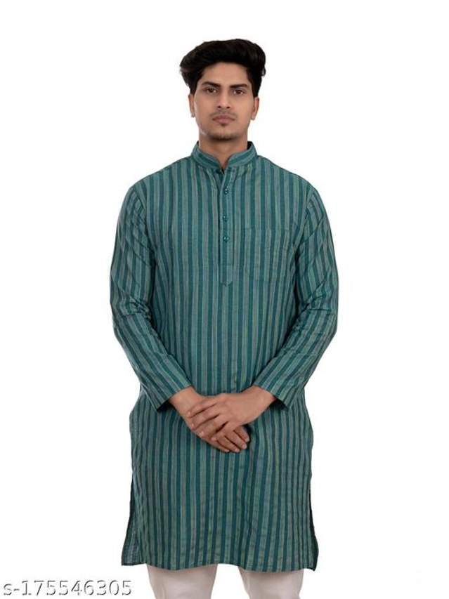 Cotton Blend Kurta for Men (Green, S)