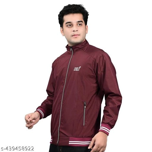 Polyester Jacket for Men (Maroon, M)