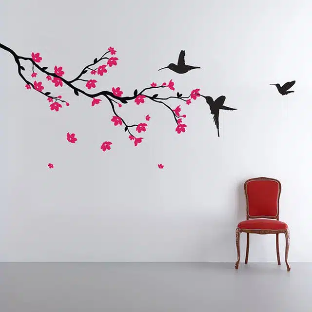 Humming Birds and Blossoms Self Adhesive Wall Stickers