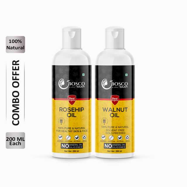 Bosco Touch Pure Rosehip Oil (200 ml) & Walnut Oil (200 ml) Combo For Rapid Hair Growth (Pack Of 2) (B-610)
