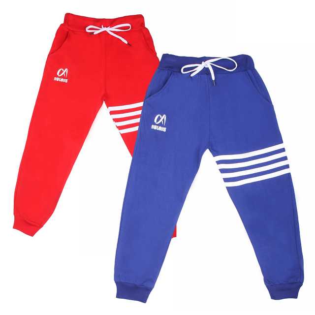 Casual Trackpant for Boys (Pack Of 2) (Red & Royal Blue, 9-10 Years) (A-11)