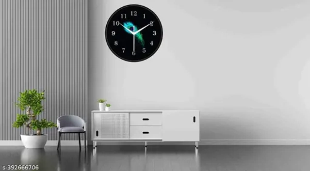 Wall Clock Analog Clock Home/office Decor Stylish (Black, Pack Of 1)