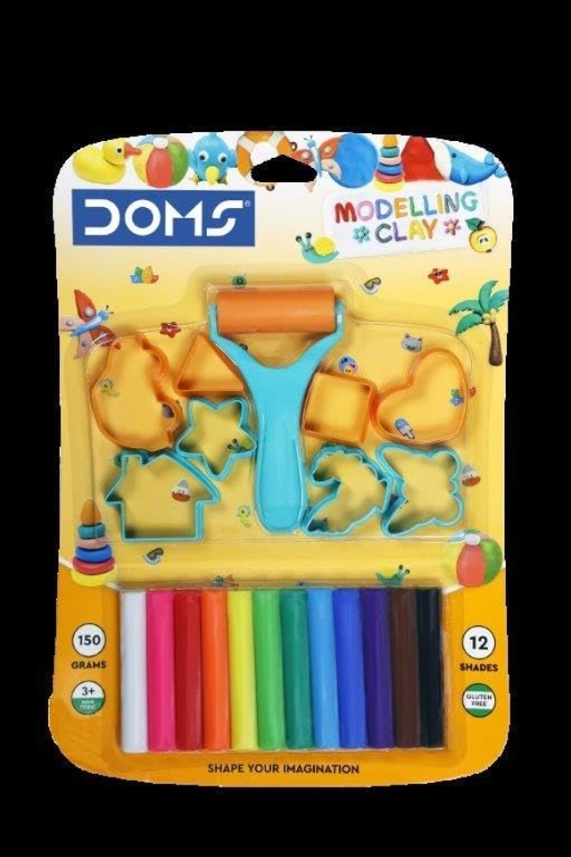 DOMS Modelling Clay and Mould (12 Shades , Pack of 1)