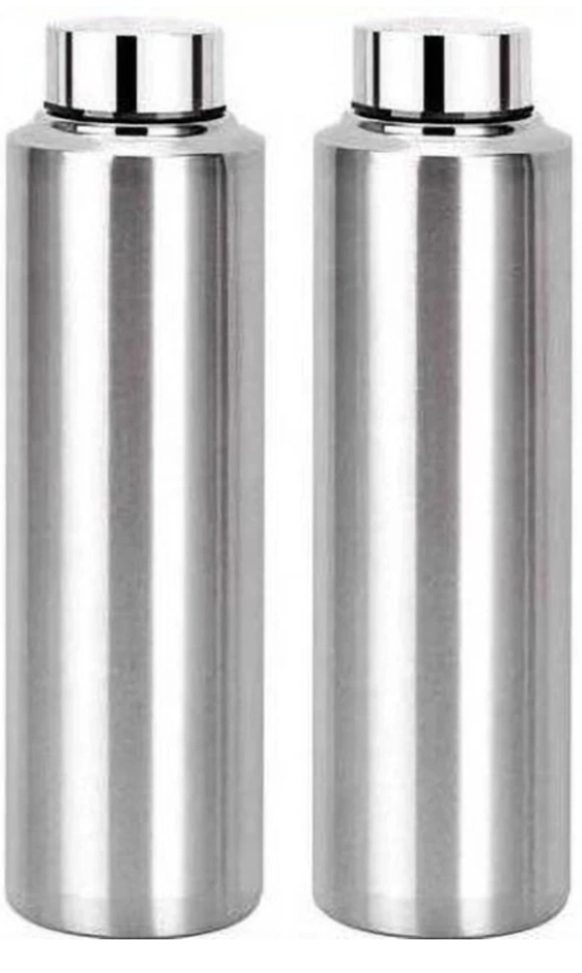 Stainless Steel Water Bottle (Silver, 1000 ml) (Pack of 2)