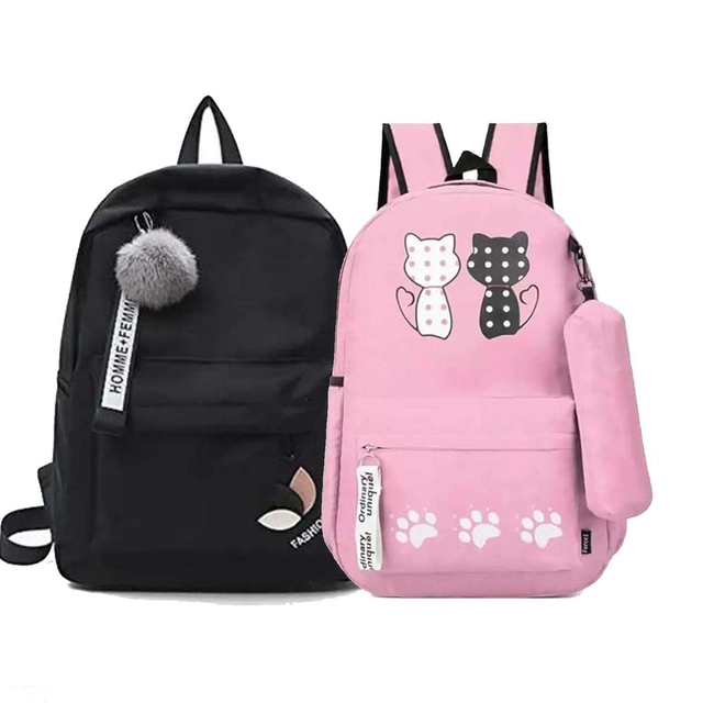 PU Backpacks for Women (Multicolor, Set of 2)