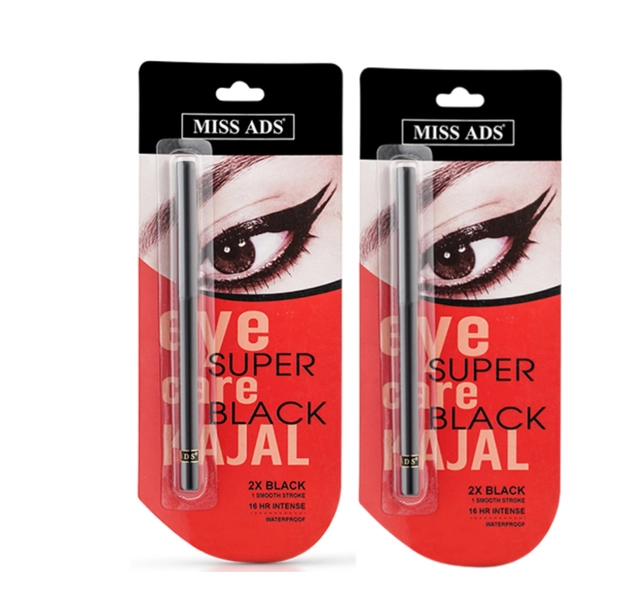 Miss ADS Super 16hr Intense Waterproof Kajal (Black, Pack of 2)