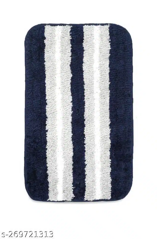 Rectangular Handmade Rug (Navy Blue & White, 60x40 cm)