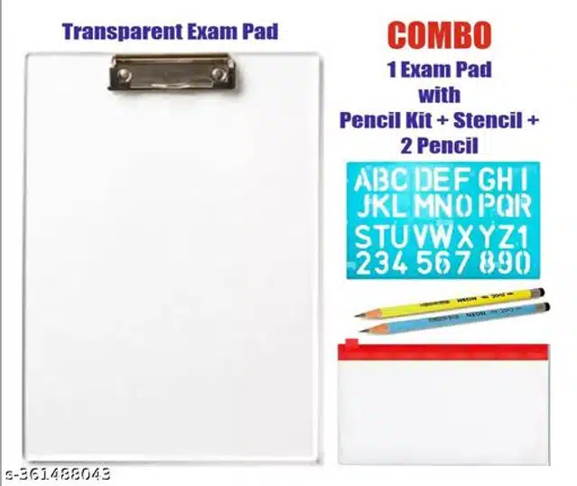 Cobmo of Exam Pad, Pencil Kit, 2 Pcs Pencil & Stencil (Multicolor, Set of 4)