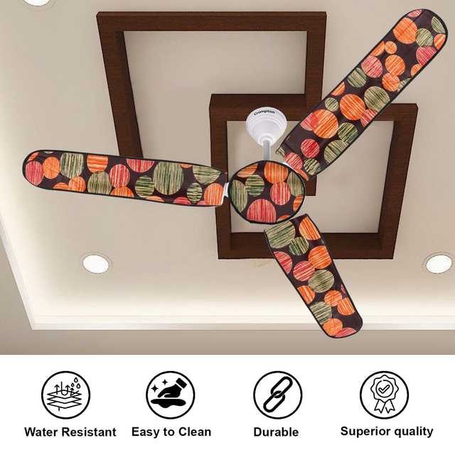 E-Retailer PVC Waterproof 3 Blade Ceiling Fan Cover With Adjustable Elastic Closer (2 Pc) (Multicolour, 19.5x6 Inch) (ER-88)