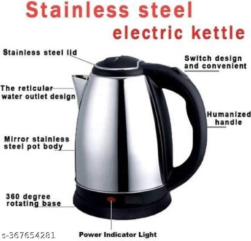 Stainless Steel Electric Kettle (Silver & Black, 2000 ml)