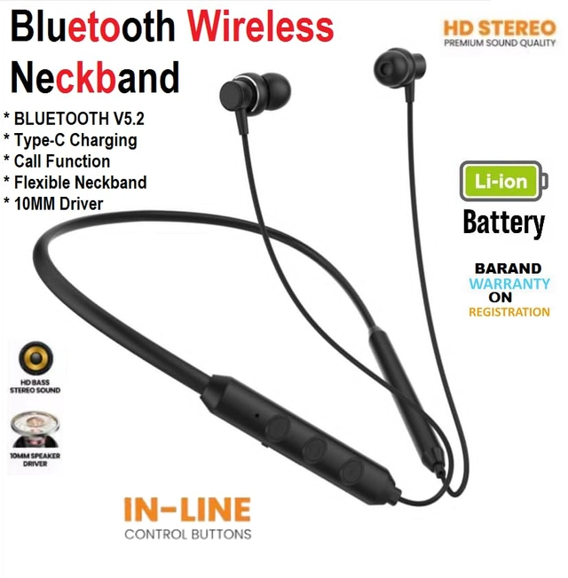 Wireless Bluetooth Neckband (Black)