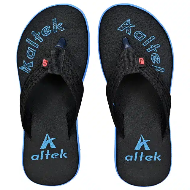 Flip Flops for Men (Black & Blue, 11)