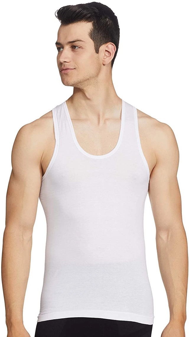 Cotton Solid Vest for Men (White, 80)