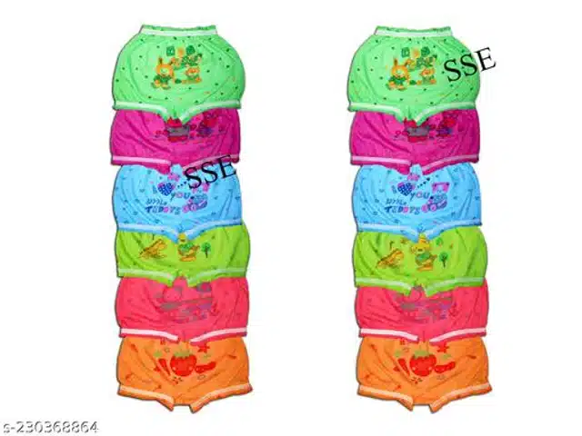 Cotton Briefs for Girls (Multicolor, 0-3 Months) (Pack of 12)