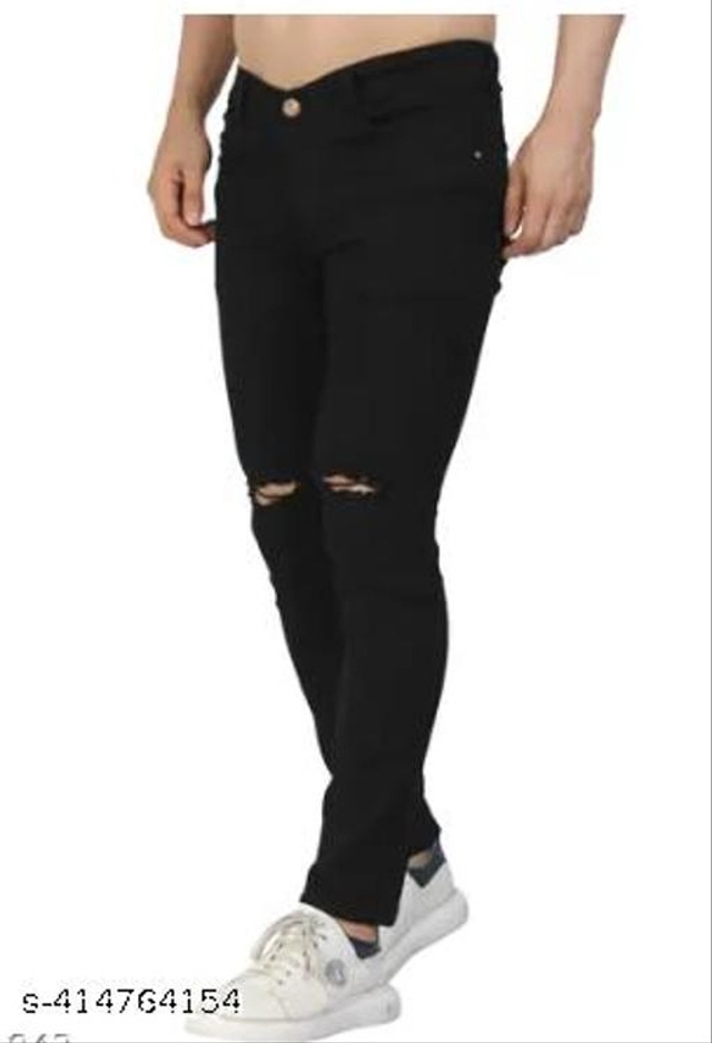 Denim Slim Fit Jeans for Men (Black, 28)