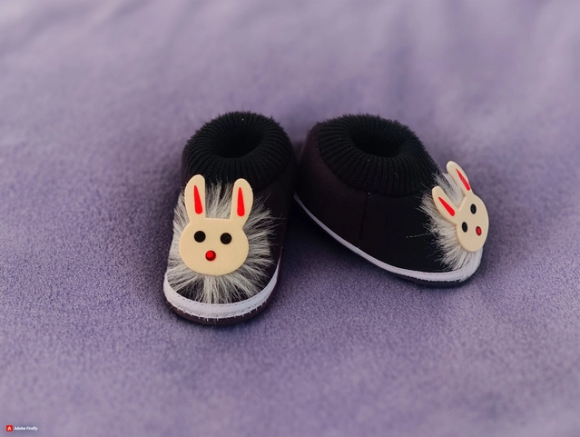 Cotton Booties for Infants (Black, 0-3 Months)