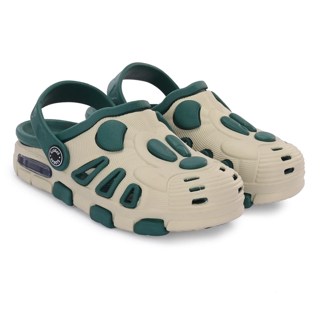 Clogs for Boys (Green & Cream, 6C)