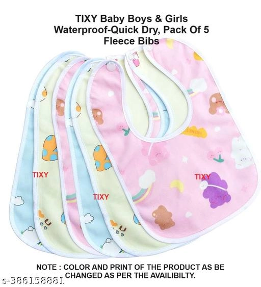 Polycotton Printed Bibs for Baby (Multicolor, Pack of 5)