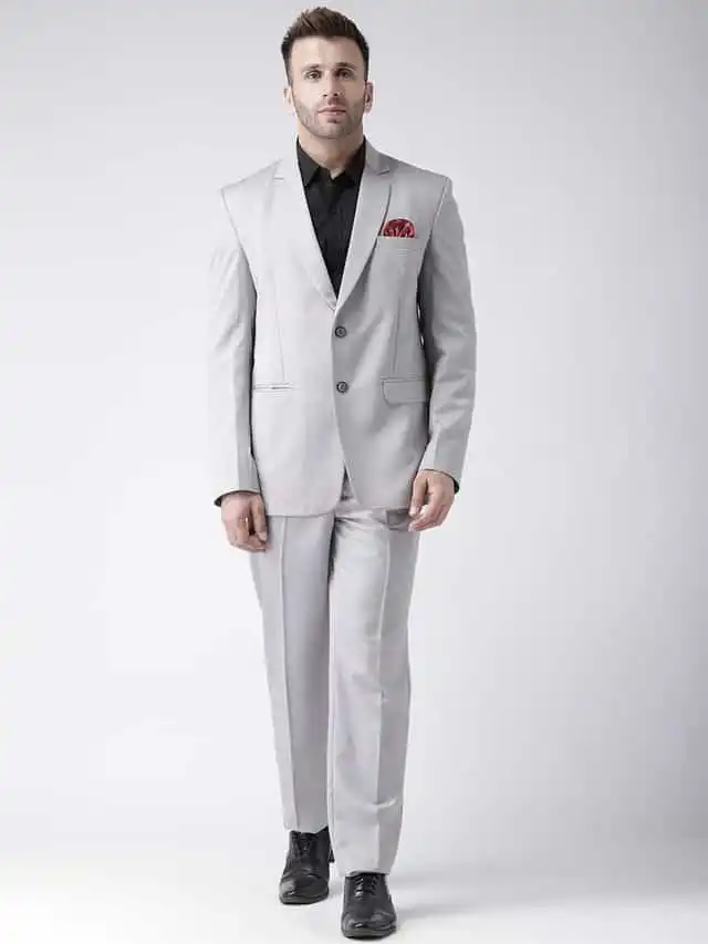 हैंगअप मेंस फॉर्मल पॉलिएस्टर विस्कोस रेगुलर फिट सूट, Grey, Size- 38 (SteelGrey_CS_38)