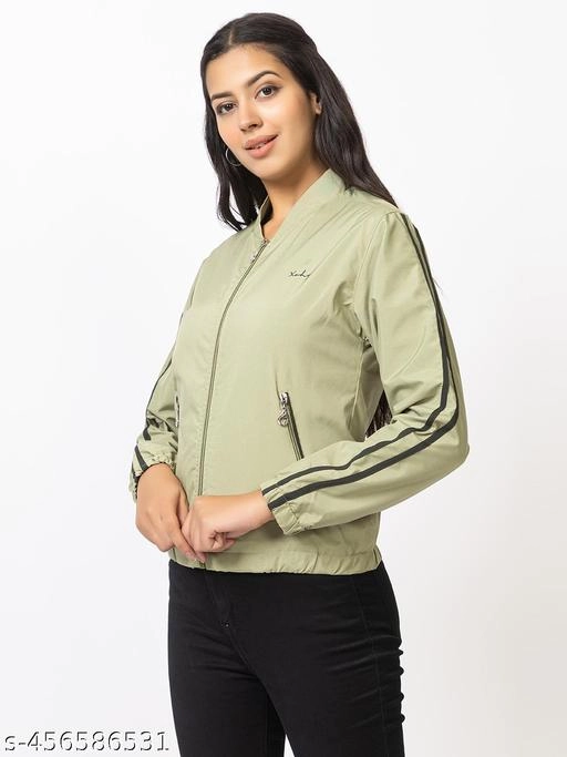 Cotton Blend Full Sleeves Jacket for Women (Sea Green, L)