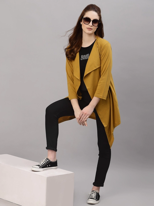 Pure Cotton Solid Shrug for Women (Mustard, Free Size)