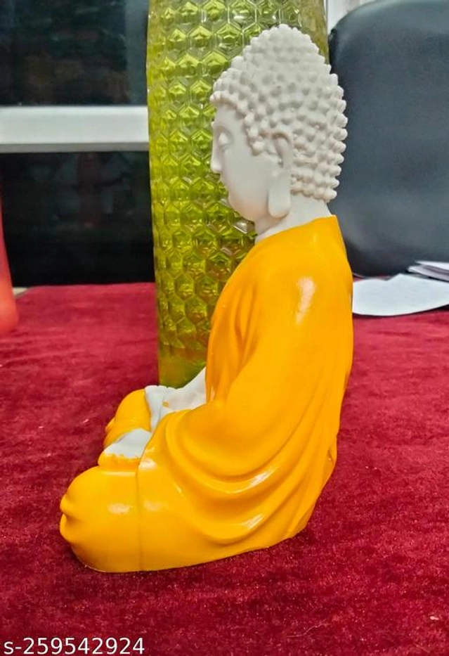 Marble Meditating Buddha Idol (Yellow)