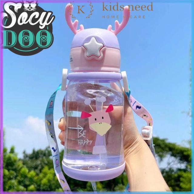 Cartoon Theme Sipper Water Bottle for Kids (Multicolor, 600 ml)