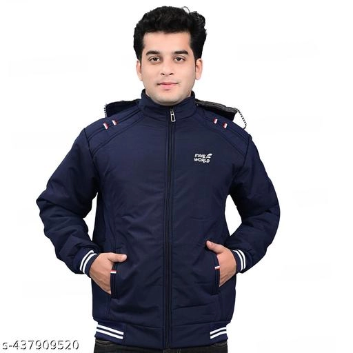 Polyester Jacket for Men (Navy Blue, M)