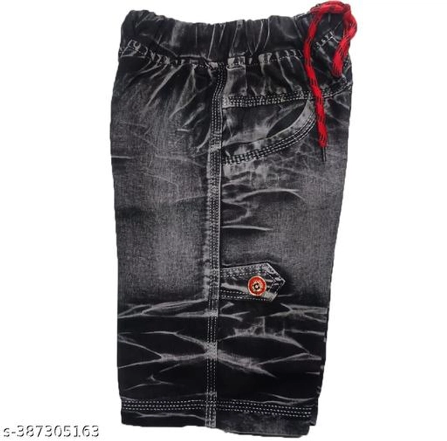 Denim Capris for Boys (Grey & Black, 18-24 Months)