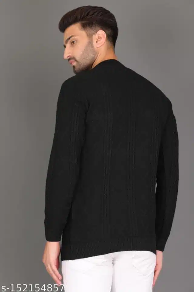Woolen Sweater for Men (Black, M)